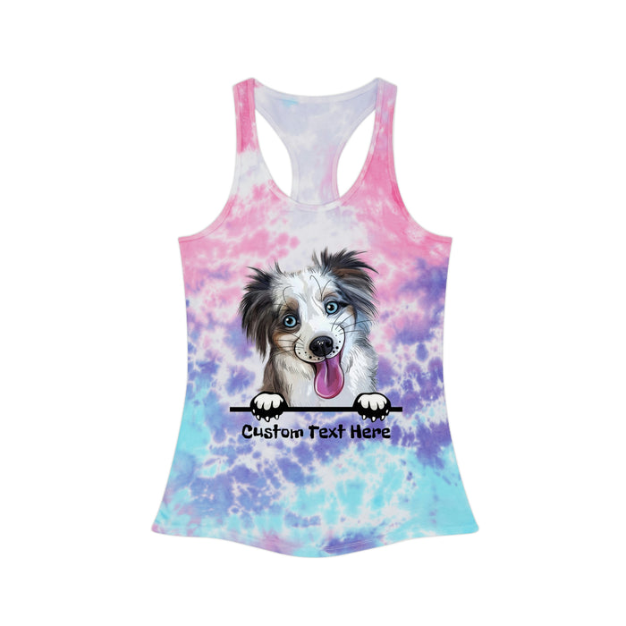 Women's Custom Tank Top Dog Personalized Tie Dye Racerback Slim Fit