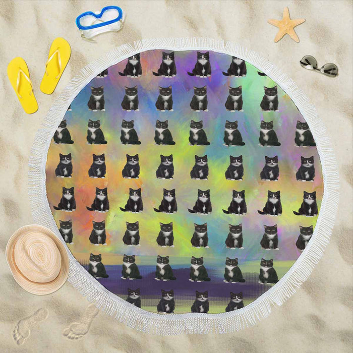 Tuxedo Cats  Round Beach Mat 59’’