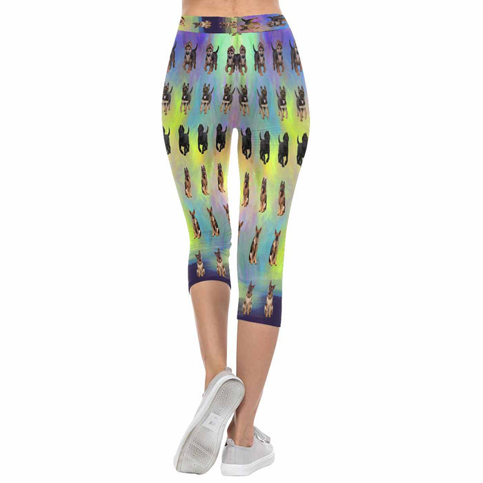 German Shepherd Dogs  All-Over Low Rise Capri Leggings (Model L08)