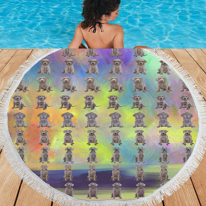 Weimaraner Dogs  Round Beach Mat 59’’