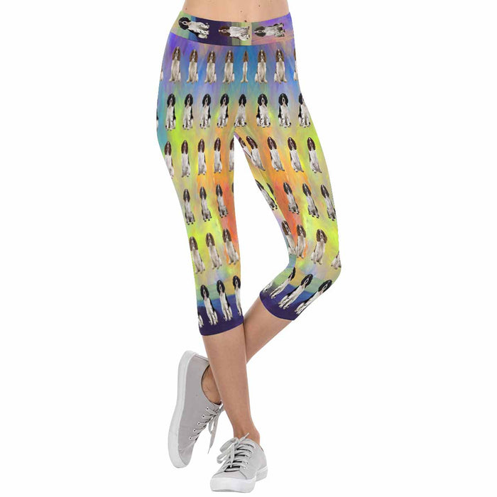 Springer Spaniel Dogs  All-Over Low Rise Capri Leggings (Model L08)