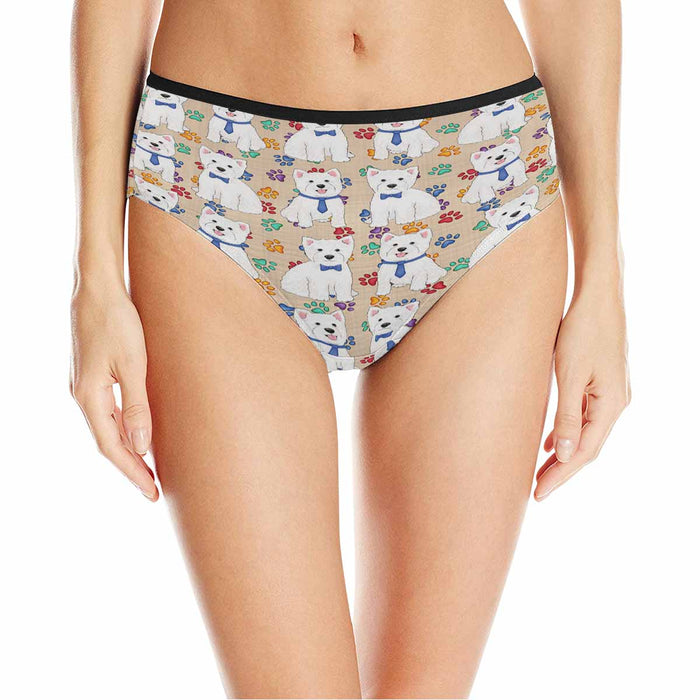 West Highland Terrier Dogs Blue  Women&#039;s High Waist Briefs (Model L26)