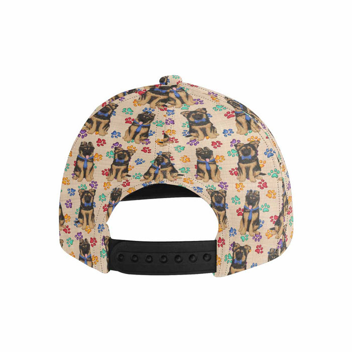 Women's All Over Rainbow Paw Print German Shepherd Dog Snapback Hat Cap