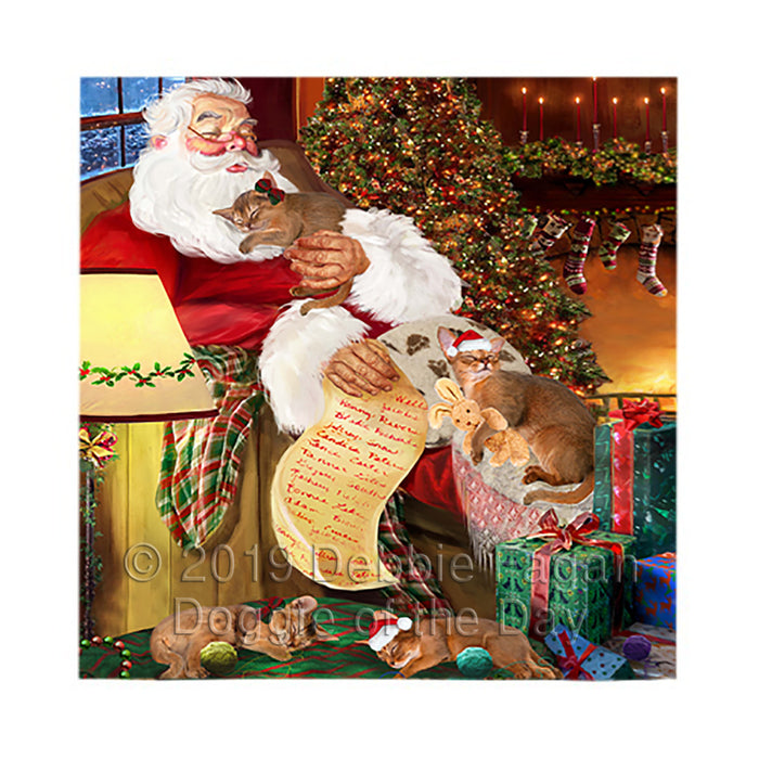 Santa Sleeping with Abyssian Cats Square Towel 