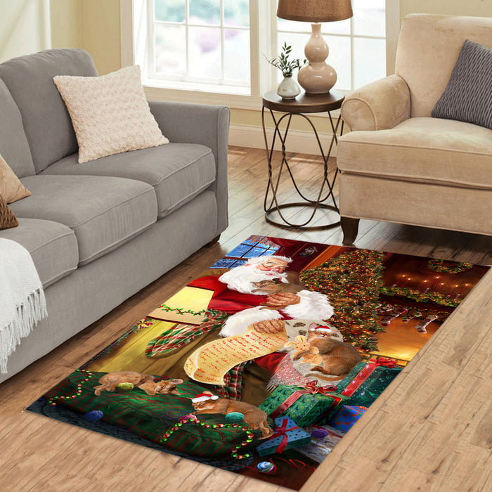 Santa Sleeping with Abyssian Cats Area Rug