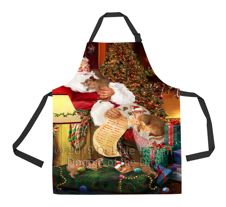 Santa Sleeping with Abyssian Cats Apron