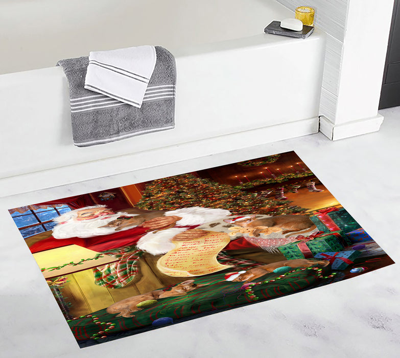 Santa Sleeping with Abyssian Cats Bath Mat