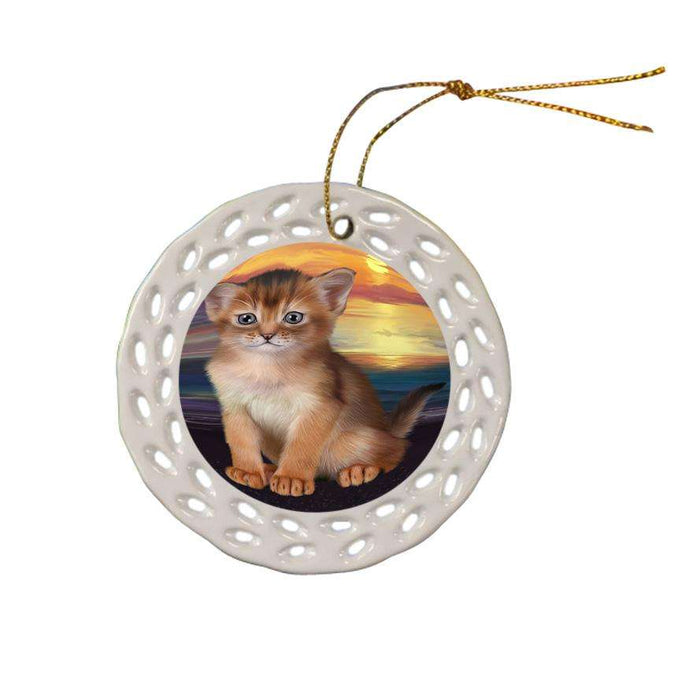 Abyssinian Cat Ceramic Doily Ornament DPOR52758