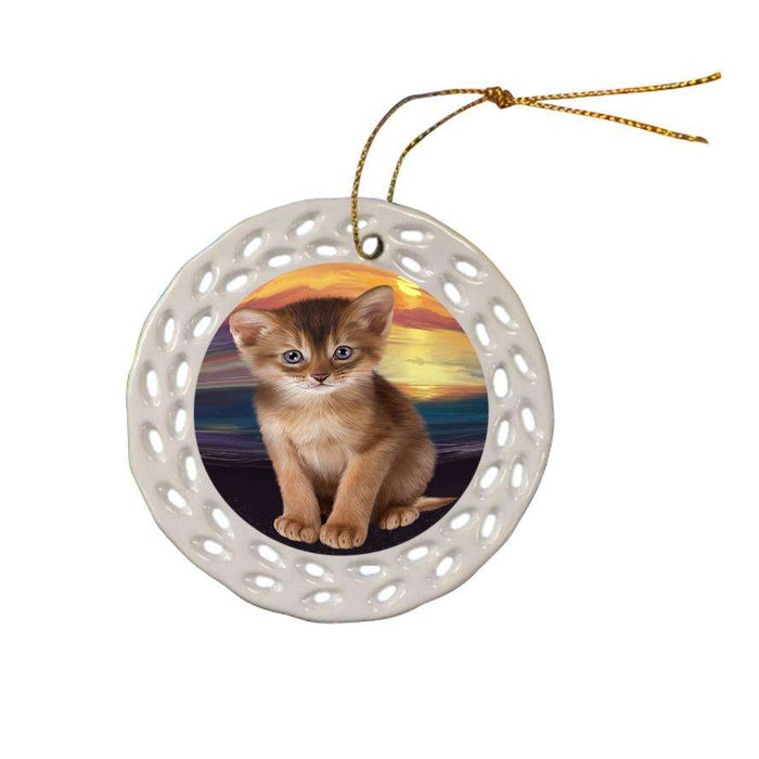 Abyssinian Cat Ceramic Doily Ornament DPOR52760