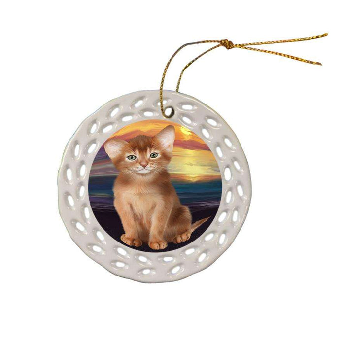 Abyssinian Cat Ceramic Doily Ornament DPOR52761