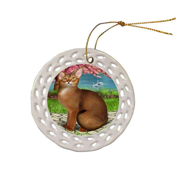 Abyssinian Cat Ceramic Doily Ornament DPOR54739