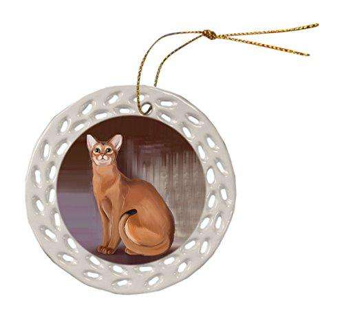 Abyssinian Cat Christmas Doily Ceramic Ornament