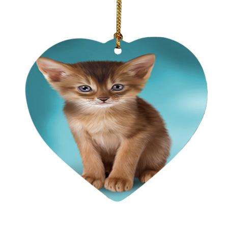 Abyssinian Cat Heart Christmas Ornament HPOR52735