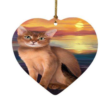 Abyssinian Cat Heart Christmas Ornament HPOR52757