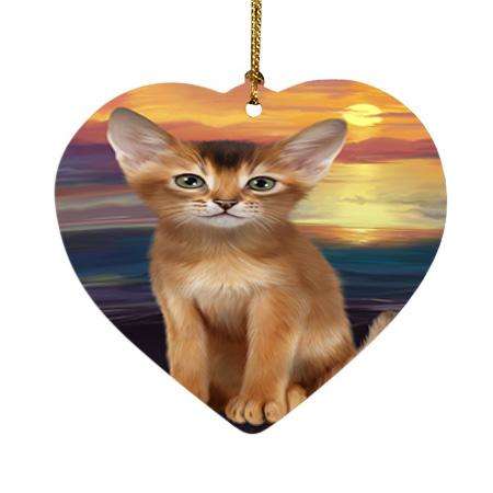 Abyssinian Cat Heart Christmas Ornament HPOR52759