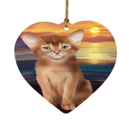 Abyssinian Cat Heart Christmas Ornament HPOR52761