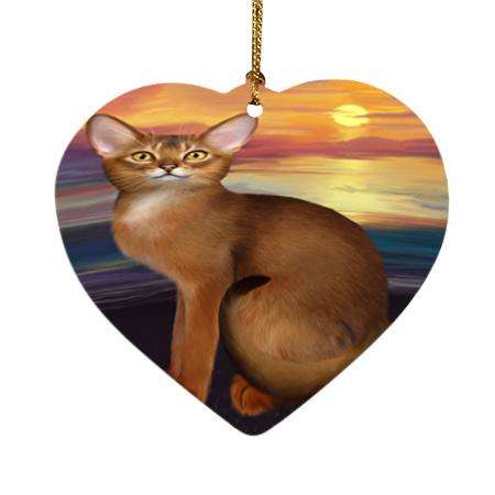 Abyssinian Cat Heart Christmas Ornament HPOR54737