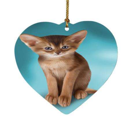 Abyssinian Cat Heart Christmas Ornament HPOR54738