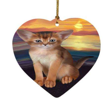 Abyssinian Cat Heart Christmas Ornament HPOR54740