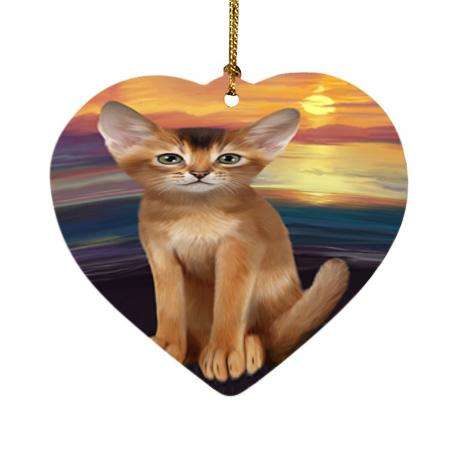 Abyssinian Cat Heart Christmas Ornament HPOR54741