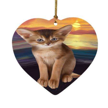 Abyssinian Cat Heart Christmas Ornament HPOR54742