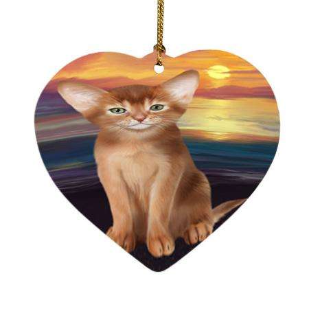 Abyssinian Cat Heart Christmas Ornament HPOR54743