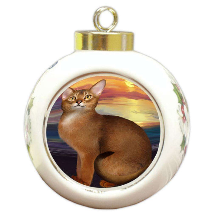 Abyssinian Cat Round Ball Christmas Ornament RBPOR54737