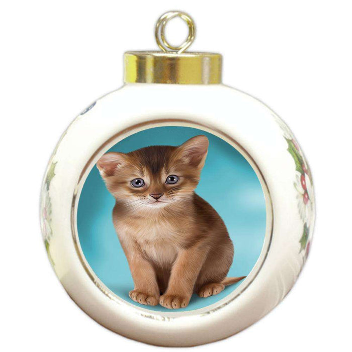 Abyssinian Cat Round Ball Christmas Ornament RBPOR54738