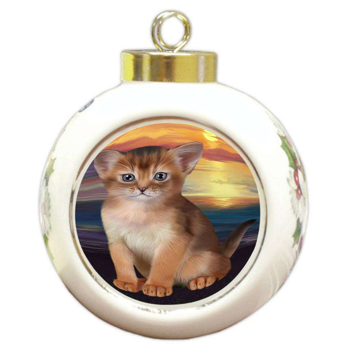 Abyssinian Cat Round Ball Christmas Ornament RBPOR54740