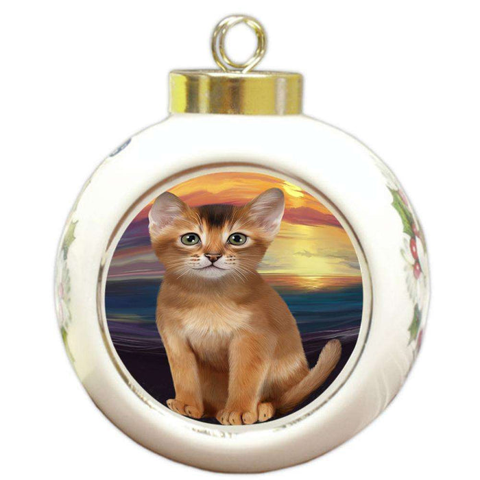 Abyssinian Cat Round Ball Christmas Ornament RBPOR54741