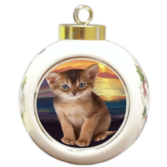 Abyssinian Cat Round Ball Christmas Ornament RBPOR54742