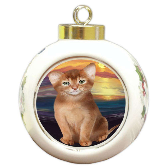 Abyssinian Cat Round Ball Christmas Ornament RBPOR54743