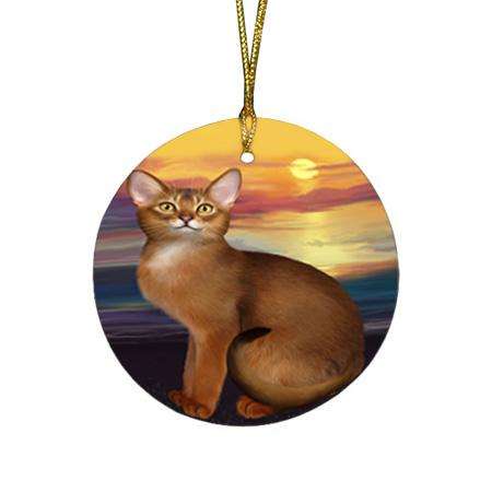 Abyssinian Cat Round Flat Christmas Ornament RFPOR54728