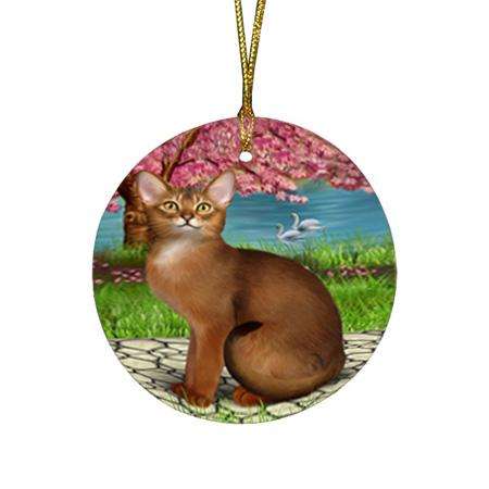 Abyssinian Cat Round Flat Christmas Ornament RFPOR54730