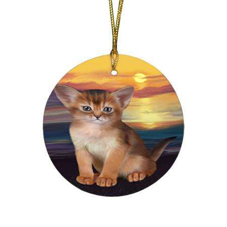 Abyssinian Cat Round Flat Christmas Ornament RFPOR54731