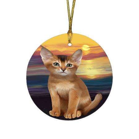 Abyssinian Cat Round Flat Christmas Ornament RFPOR54732