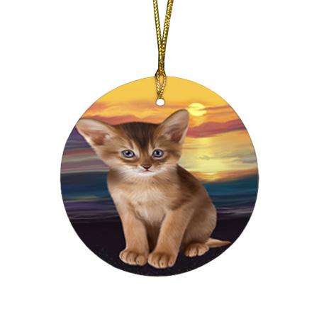 Abyssinian Cat Round Flat Christmas Ornament RFPOR54733