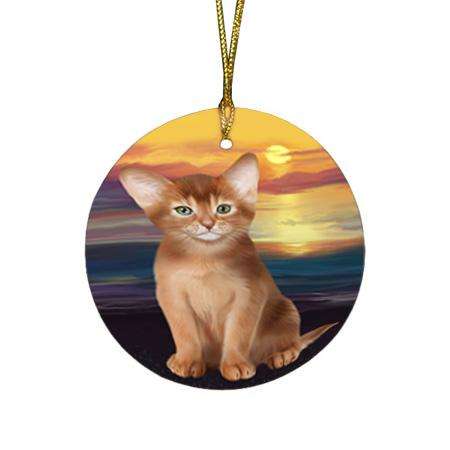 Abyssinian Cat Round Flat Christmas Ornament RFPOR54734