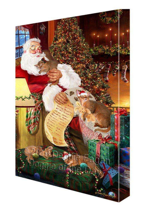 Abyssinian Cats and Kittens Sleeping with Santa Canvas Wall Art