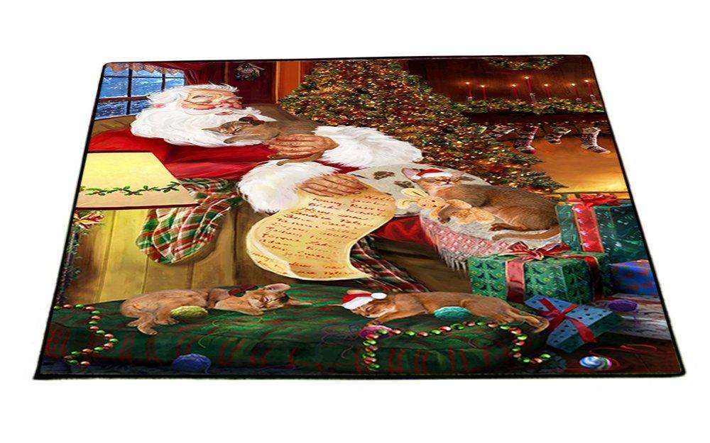 Abyssinian Cats and Kittens Sleeping with Santa Indoor/Outdoor Floormat