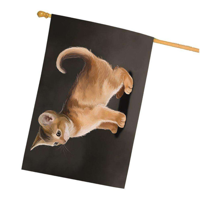 Abyssinian Kitten Cat House Flag