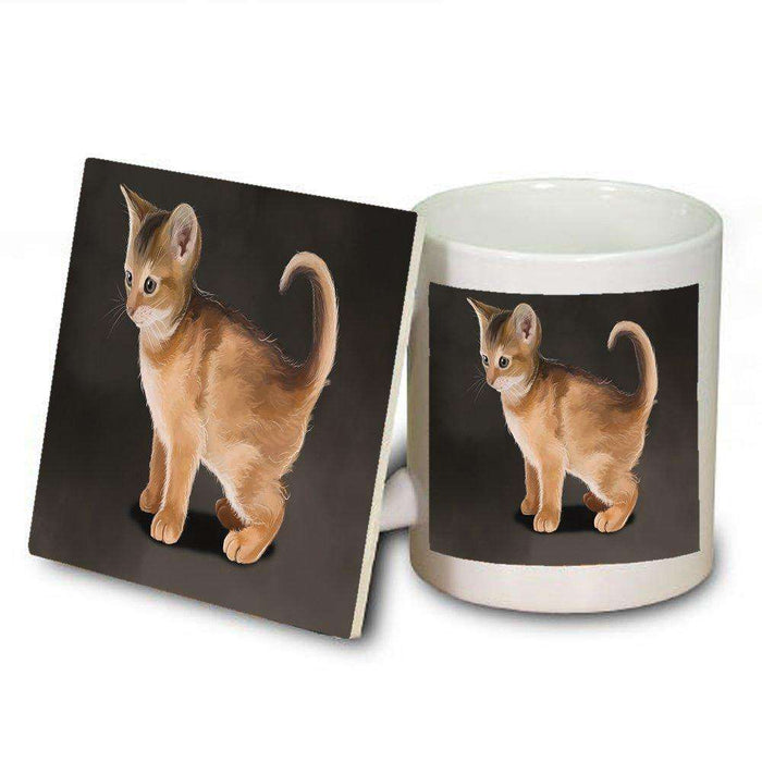 Abyssinian Kitten Cat Mug and Coaster Set