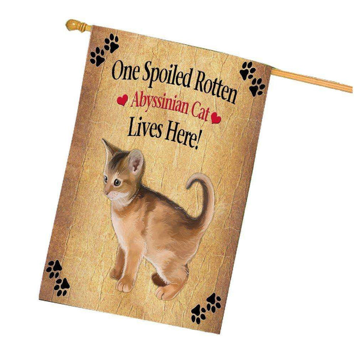 Abyssinian Kitten Spoiled Rotten Cat House Flag