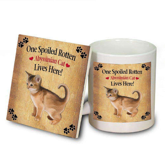 Abyssinian Kitten Spoiled Rotten Cat Mug and Coaster Set