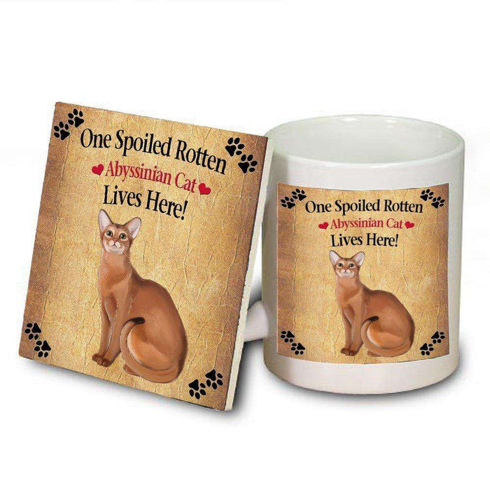 Abyssinian Spoiled Rotten Cat Mug and Coaster Set