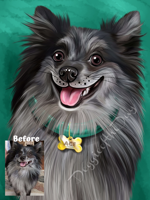 Digital Caricature PERSONALIZED Painting PET PORTRAIT! Custom Pet Photo Dog or Cat Art