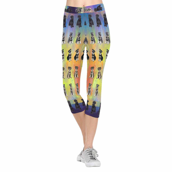 Schnauzer Dogs  All-Over Low Rise Capri Leggings (Model L08)