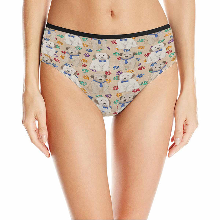 Wheaten Terrier Dogs Blue  Women&#039;s High Waist Briefs (Model L26)