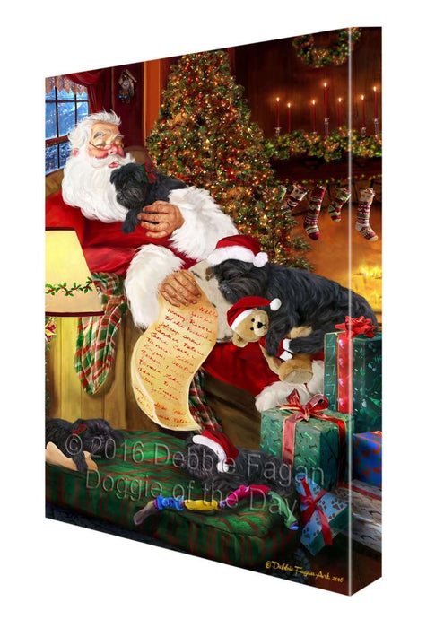 Affenpinscher Dog and Puppies Sleeping with Santa Canvas Gallery Wrap 1.5" Inch