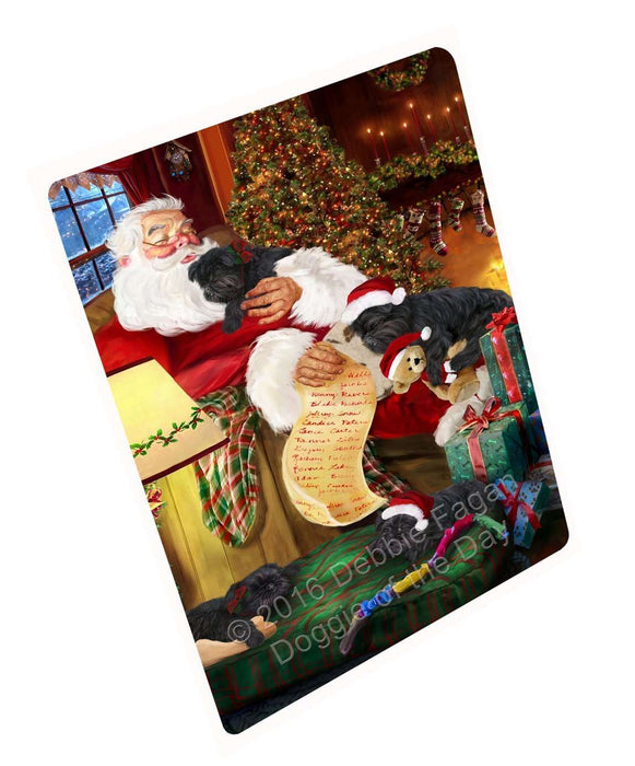 Affenpinscher Dog and Puppies Sleeping with Santa Tempered Cutting Board